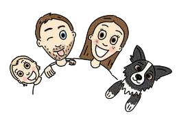 Anaëlle, Rémi, leur enfant et leur chien
